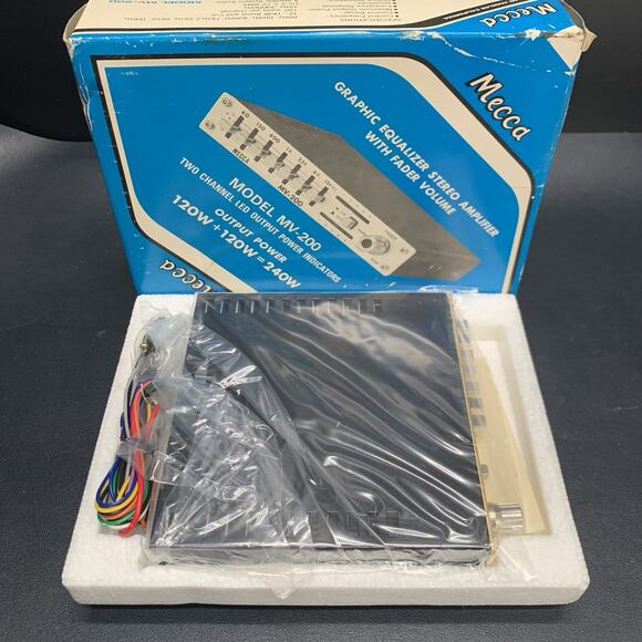 Vintage Mecca Graphic Equalizer Stereo Amplifier Fader Volume Model MV-200 NOS - Picture 6 of 9